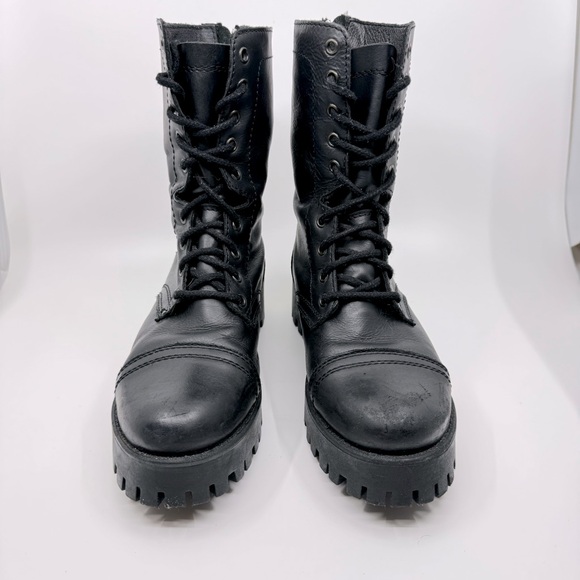 Steve Madden Olly Lace Up Women's Leather Boots Color Black SZ9.5 - Picture 2 of 13
